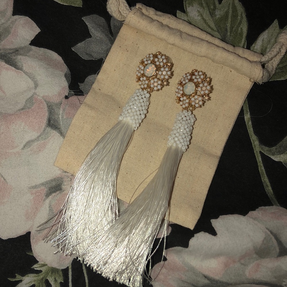 White tassel earrings